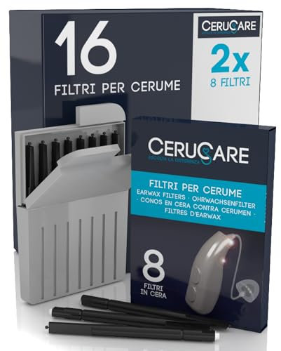 16 Earwax Filters for Hearing Aids Wax Guard CeruCare for Quick and Effective Cleaning Protects Hearing Aid from Dust and Moisture with Resealable Hard Case Diameter 1.3mm