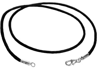 Edellis Damen Halskette aus schwarzem Seidenband mit einem Karabinerverschluss aus 925er Sterling Silber.