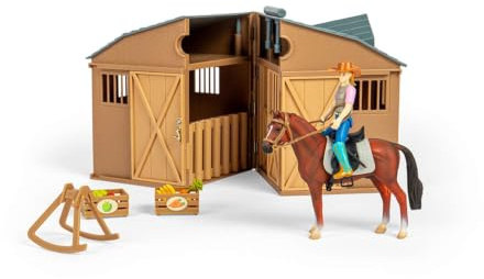 Collecta Pferde Spielset Reiter Stall - Realistische Tierfiguren