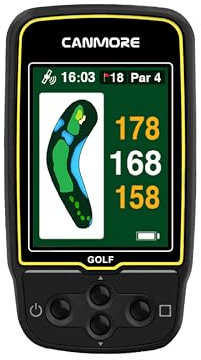 CANMORE HG500 Golf GPS - Display a colori extra large di facile lettura, precaricato 41.000 mappe del percorso in tutto il mondo Forma del verde e del fairway (nero)