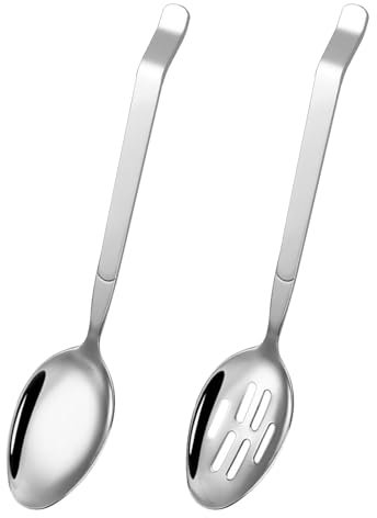 2 Pièces Cuillère de Service en Acier Inoxydable,Grande Cuillere Inox,Grande Cuillere de Service,Aciers Inoxydables Cuillères De Cuisine,Cuillère de Service en Acier Inoxydable Fendue