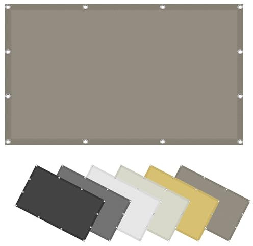 Toldo parasol rectangular de 1,9 x 2,5 m, 98% de bloqueo UV para patio trasero, terraza, ojales para jardín al aire libre, patio, color gris pardo