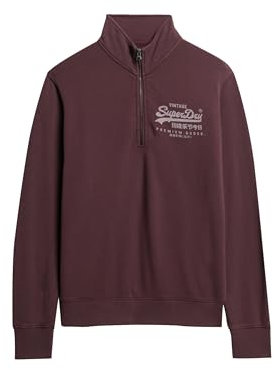 Superdry Herren Sweatshirt mit Grafik und Halbreißverschluss Sattes Burgunderrot XXL