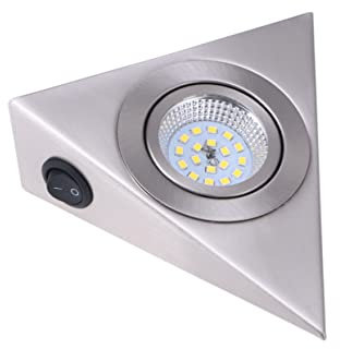 OSALADI Dreieckige Unterbauleuchte Aus Edelstahl 13x13cm LED Schrankbeleuchtung Tageslichtweiß Für Küchenunterschränke Vitrinen Und TV Ständer Mini Regallicht