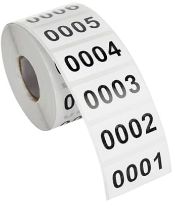 1000 Stück 1 bis 1000 fortlaufende Zahlenetiketten, Inventar, nummerierte Aufkleber, Rolle, selbstklebende Klassifizierungsnummern, Umzugskarton, Nummerierungsaufkleber, Zählaufkleber, Etiketten für