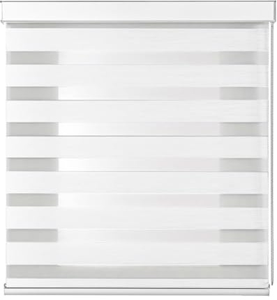 Tenda a Rullo NIGHT AND DAY Doppio Strato Giorno e Notte Premium Con Cassonetto Bianco E Catenella In Alluminio Tenda Per Finestra o Porta Protezione Solare Varie Misure E Colori (Bianco001, 120x300)
