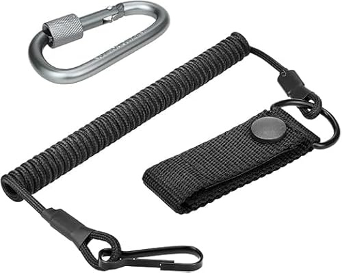 Tactical Lanyard, Elastische Spiralkabel mit 2 Karabiner Elastisches Schlüsselband aus Paracord RSG Halterung RSG Sicherung Elastisches Spiral Karabiner Tactical Lanyard für Rettungsschere,Camping