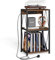 HFHOME Record Player Stand with Charging Station, 3 Tier End Table with Vinyl Record Storage, Record Player Table with Storage, Turntable Stand for Vinyl Player in Living Room Bedroom