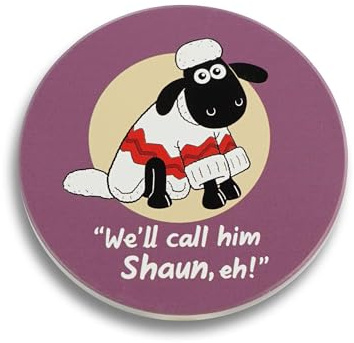 Half Moon Bay | Wallace & Gromit | Shaun the Sheep Single Ceramic Coaster | Round Drink Placemat with A Close Shave Quote | Official Aardman Merchandise | Novelty Collectible Gift