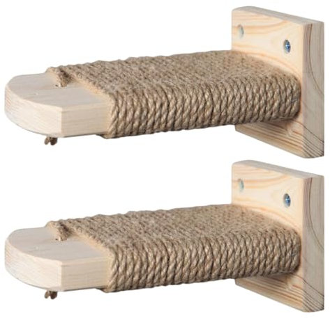 MOUNTTU Stück Katzen-Wandstufen, hölzerne Katzen-Wandregale mit Juteseil-Bespannung, platzsparende Kätzchenmöbel zum Springen, Spielen und Faulenzen