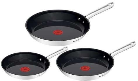 Tefal Duetto On, Batterie de 3poêles 20/24/28cm, Garantie de 10ans, Revêtement antiadhésif Go Ceram, G766S334