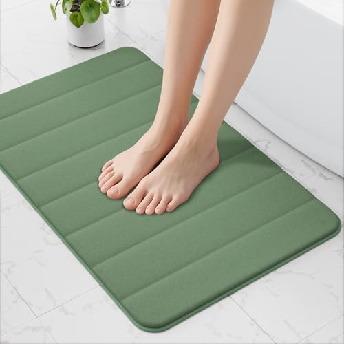 wyewye Memory Foam Badematte 50 x 80 cm Dunkelgrün – Ultraweiche, rutschfeste, super saugfähige Badezimmermatte
