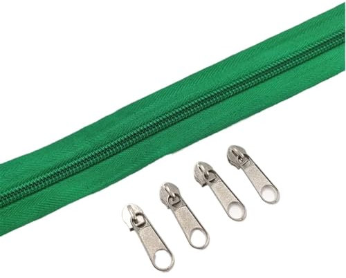 IUVYTA Rotoli di Cerniere in Nylon Lunghi 1/2/3/5/8/10 Metri con cursore for Cerniera for Accessori di Cucito su Misura per Cucire(Green,10 Meter)