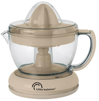 LITTLE BALANCE 8832 Little Juice, exprimidor eléctrico de gran capacidad 0,7 L, doble rotación, 2 conos intercambiables, formato compacto, 40 W, Beige
