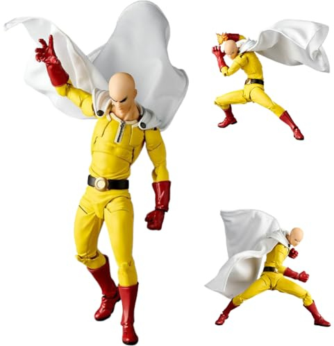 Zhongkaihua Saitama Action Figure Anime Movable Statue 15cm PVC | Saitama Figurine, Interchangeable Accessories, Battle Model, Collectibles Decorations
