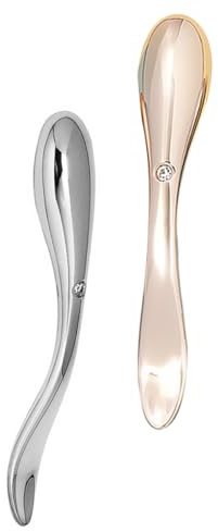 HOMSFOU Handlicher Augencreme Stab aus Zinklegierung Gesichtsmassagestäbchen zur Hautstraffung und Augenmassage gegen Schwellungen 2 Stück (gold Silber)