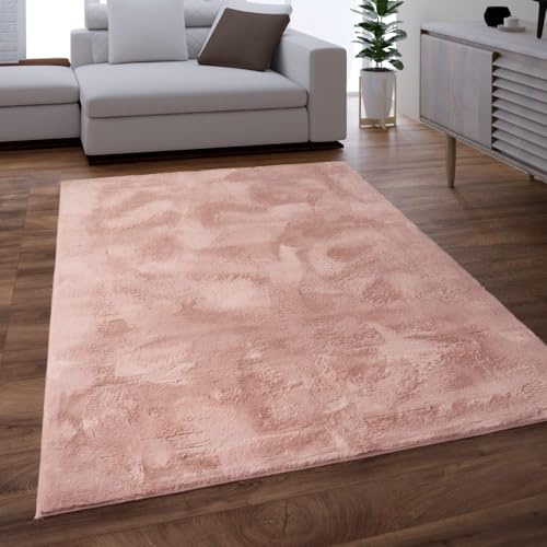 KADIMA DESIGN Teppich Kurzflor waschbar Einfarbig Wohnzimmer schmutzabweisend Pink Rechteckig 60x90 100% Polyester Florhöhe: 10 mm