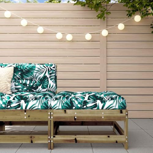 RMIHSJG Tabouret de jardin avec coussin en bois de pin imprégné, tabouret à lattes robuste avec coussin d'assise doux pour terrasse et jardin, tabouret d'extérieur résistant aux intempéries avec