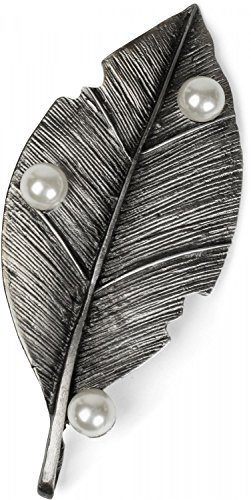 styleBREAKER Blatt Magnet Schmuck Anhänger mit Perlen für Schals, Tücher oder Ponchos, Brosche, Damen 05050031, Silber, Einheitsgröße