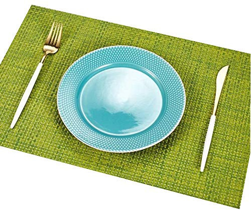 Addfun®Tischsets, Prämie Waschbar Hoch Qualität rutschfest Isolierung PVC Tischsets für Esstisch(Grün, 6er Set)