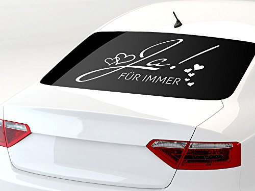 GRAZDesign Autoaufkleber Hochzeit JA für Immer Spruch Autoschmuck Auto Aufkleber Hochzeitsschmuck Deko Just Married Autodekoration