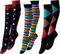 Vitasox 44481 Stützstrümpfe für Damen & Herren, Stützkniestrümpfe aus Baumwolle mit Kompression für Flug, Reise, Büro und Auto, Thrombose Socken gegen geschwollene Beine, 1 Paar bunt geringelt 39/42