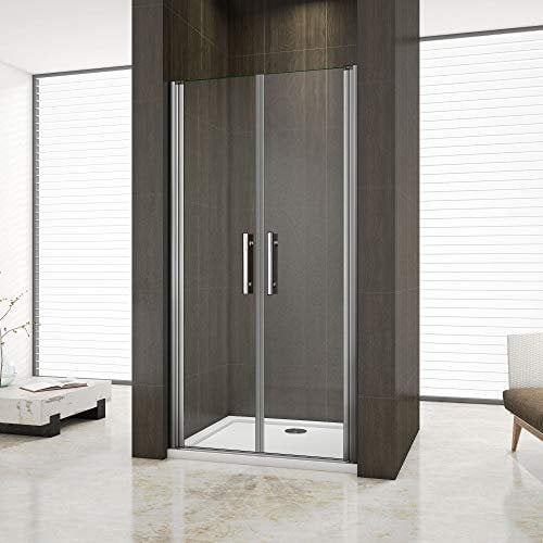 Aica 90x195cm box doccia nicchia cabina doccia apertura battente vetro temperato trasparente anticalcare porta a doppia anta