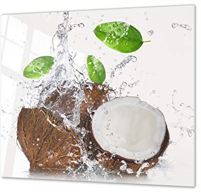 Tabla de cocina de vidrio templado - Tabla de cortar de cristal resistente – Cubre Vitro Decorativo – UNA PIEZA (60 x 52 cm) o DOS PIEZAS (30 x 52 cm); D07 Frutas y verduras: Coco 9