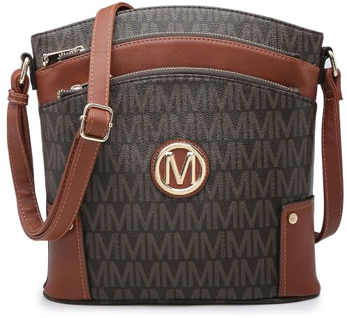 MARCO M KELLY Crossbody Bags Purses for Women Trendy Multi Pockets Monogram Zip Shoulder Bags Ladies PU Leather Handbag