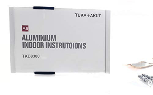TUKA-i-AKUT A5 Placa para Puerta, Aluminio y Cubierta de Acrílico, Señal de Puerta de Oficina, Letrero 210mm x 149mm, Letrero de Información, Montaje Atornillado o Fijación Adhesiva, TKD8300-A5