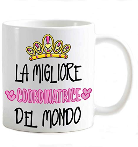 csm informatica Tazza Mug personalizzabile coordinatrice migliore del mondo Corona di Cuori. Idea regalo compleanno,Natale ecc