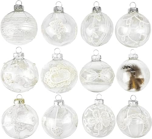 Premium Weihnachtskugeln 12 teiliges Set Echtglas Glaskugeln Weihnachten Weihnachtsdeko Tannenbaumkugeln Glas Christbaumkugeln Weihnachtsbaum 6 cm (E6)