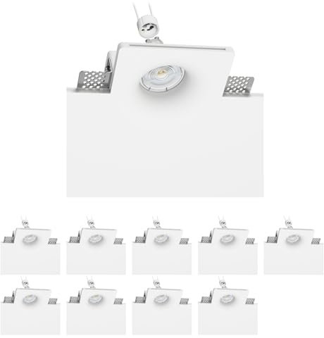 ledscom.de 10 Stück LED Gips Einbaustrahler GIEDI DIY, inkl. GU10 Lampe (warmweiß, 5,4W, 510lm, 50°)