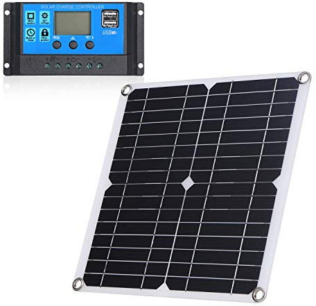 Lixada 20W Panel Solar Flexible con Interfaz USB/Tipo C y Coche Cargador 10/20/30/40 / 50A Controlador Solar Cargar IP65 Resistencia al Agua para el Hogar Coche Barco Interior al Aire Libre Uso