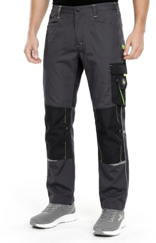 Stenso Prisma Arbeitshose Herren Cargotasche Reflektierende Details | Robuste Arbeitshosen Männer mit Cargotasche reflektierenden Details und verstärkten Knien für Baustelle und Werkstatt