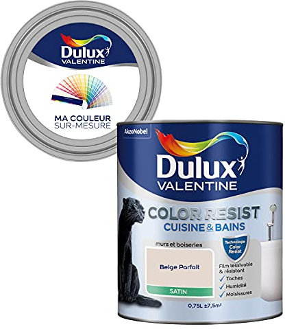 Ma Couleur Sur-Mesure par Dulux Valentine – Peinture Intérieure Murs, Plafonds, Boiseries - Palette Sens, Cuisine & Bain Satin, Beige Parfait , 0,75 L