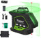Huepar Livella Laser Verde 40M con Modalità Impulso & 2 Punti a piombo, 360 Livello Laser Autolivellante a Croce, 360° Orizzontale / 140° Verticale, 2 x batteria & 360° Base Magnetica Inclusa
