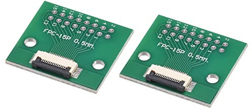 sourcing map 2 Stück FPC FFC PCB Konverter Steckerplatine 15P 0.5mm auf Buchsenseite 1mm Rückseit auf DIP 2.54 mm für LCD 3D Drucker DVD TV Laptop Audio