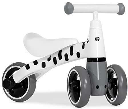 hauck Baby Rutscher 1st Ride Three Rutscher Laufrad ab 1 Jahr bis 20 kg, 3 Räder EVA, Ergonomisch, Kippsicher, Lenkereinschlagsbegrenzung, Kinderfahrzeug für Indoor & Outdoor (Zebra White)