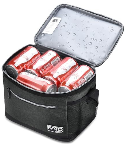 Kato Tirrinia Kühltasche Klein, 7.8L, Isolierte Lunchtasche für Arbeit, Studenten, Faltbar Auto Kühlbox, Tragbare Brotdose für Herren und Damen, Picknicktasche für Reise, Strand, Camping, Holzkohle