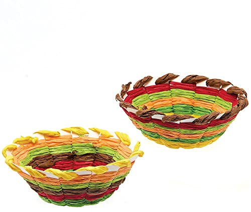Baker Ross FX142 Autumn Weaving Basket Kits - Pack of 4, Sewing for Beginners, Kids Craft Kit, Make Your Own Small Baskets for Gifts