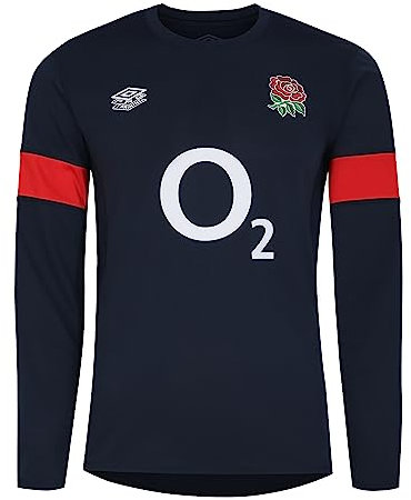 Umbro Mens Eng Trn J Long Sleeve T-Shirt Navy/Scarlet M