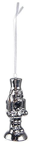 Clayre & Eef Weihnachtsanhänger Nussknacker 10 cm Silberfarbig Porzellan Weihnachtskugel