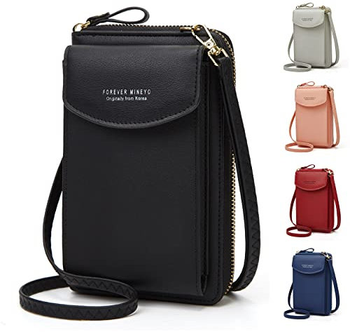 Ronsvmas Sac Bandoulière Femme,petit Sac Téléphone Portable Femme,porte Monnaie Portefeuille Femme,avec Bandoulière Réglable,fonctionne Avec La Plupart Des Smartphones (noir) (noir)