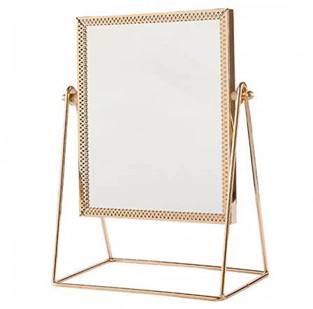 Hoement Schminkspiegel 1 Stück Goldene Zähler Desktop Schönheit Quadrat Rechteckig Farbe Kosmetik Werkzeuge Für Schlafzimmer Zufällig Badezimmerspiegel Rose Kupfer Schreibtisch Hause Glas