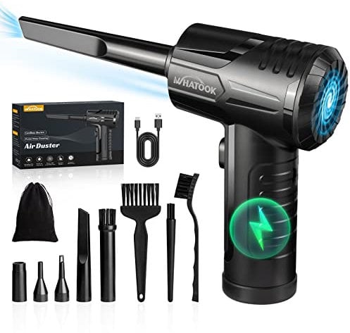 Elektrische Staubgebläse Druckluftspray für PC Reinigungsset, 100000 U/min Staubgebläse Druckluft,3-Gang Air Duster Luftdruckspray mit 7600mah Akku, Tastatur Reinigung für Laptop, PC, Sofa, Auto
