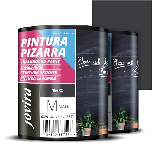 JOVIRA PINTURAS Vernice Lavagna. Per dipingere, disegnare e scrivere con il gesso sulle pareti. (2x750 Millilitri, Nero) F-08-2
