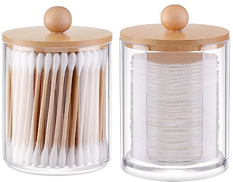 Wattepadspender, Acryl Wattestäbchen Behälter Wattepads Aufbewahrung Qtip Halter Badezimmer Aufbewahrung Organizer Bad Badezimmer Organizer Apothekergläser mit Deckel