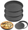 HAKZEON Lot de 3 moules à tarte à quiche antiadhésifs de 25 cm avec fond amovible, plat à quiche cannelé amovible pour la cuisson de quiches, tartes, flans, fromage