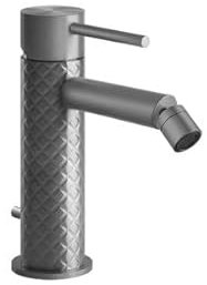 Gessi 316 Intreccio Bidet-Einhebelmischer, Perlator mit Kugelgelenk, mit Ablaufgarnitur 1 1/4, Ausladung 119 mm, 54107, Farbe: Metall Schwarz gebürstet PVD